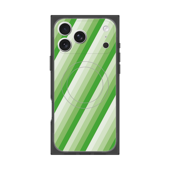 プレミアムスクエアケース with MagSafe［ Middle Stripe - Green ］