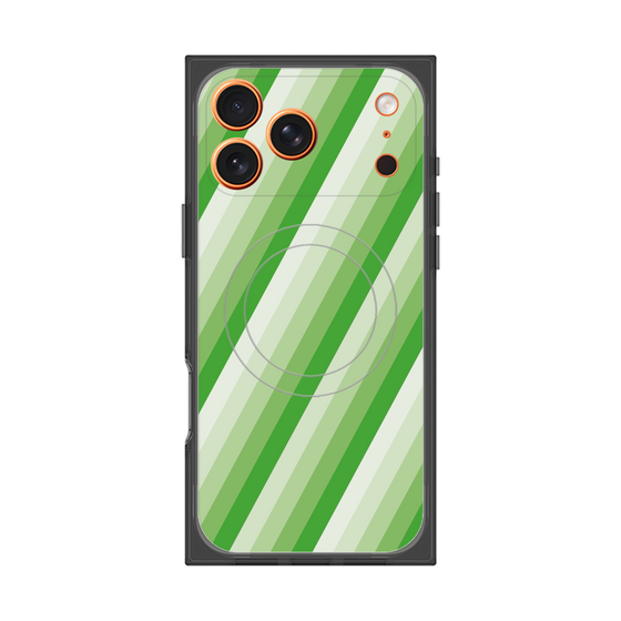 プレミアムスクエアケース with MagSafe［ Middle Stripe - Green ］