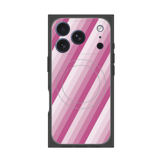プレミアムスクエアケース with MagSafe［ Middle Stripe - Pink ］