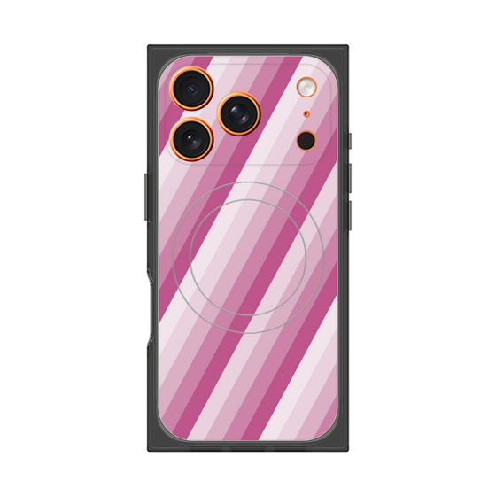 プレミアムスクエアケース with MagSafe［ Middle Stripe - Pink ］