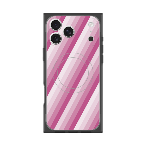 プレミアムスクエアケース with MagSafe［ Middle Stripe - Pink ］