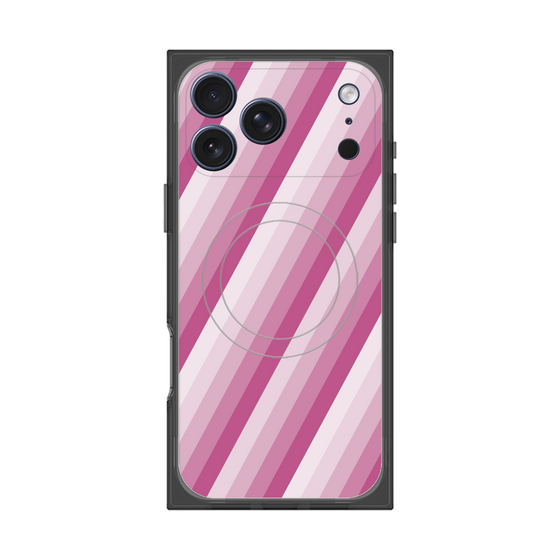 プレミアムスクエアケース with MagSafe［ Middle Stripe - Pink ］