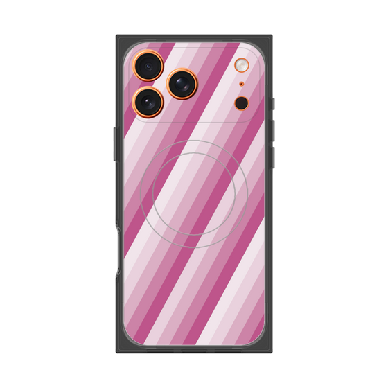 プレミアムスクエアケース with MagSafe［ Middle Stripe - Pink ］