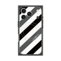 プレミアムスクエアケース with MagSafe［ Big Stripe - Black × Gray ］
