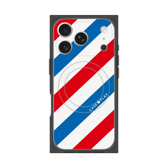 プレミアムスクエアケース with MagSafe［ Big Stripe - Red × Blue ］