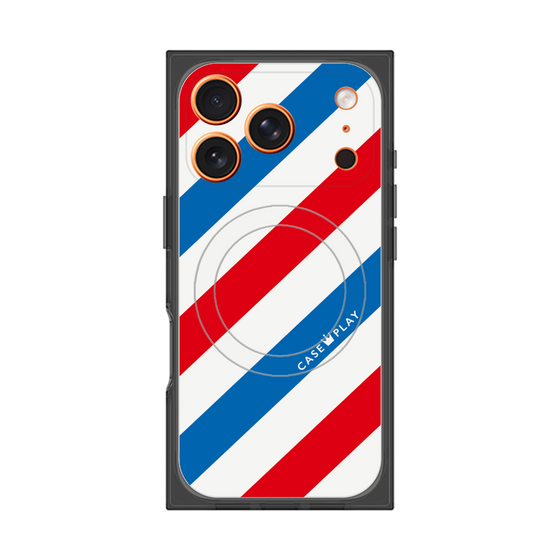プレミアムスクエアケース with MagSafe［ Big Stripe - Red × Blue ］
