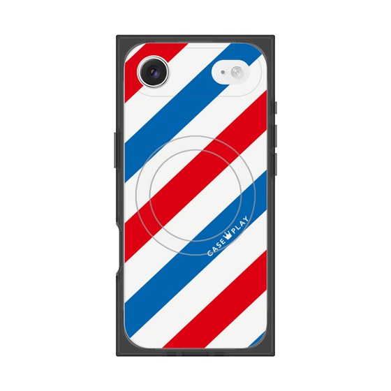 プレミアムスクエアケース with MagSafe［ Big Stripe - Red × Blue ］
