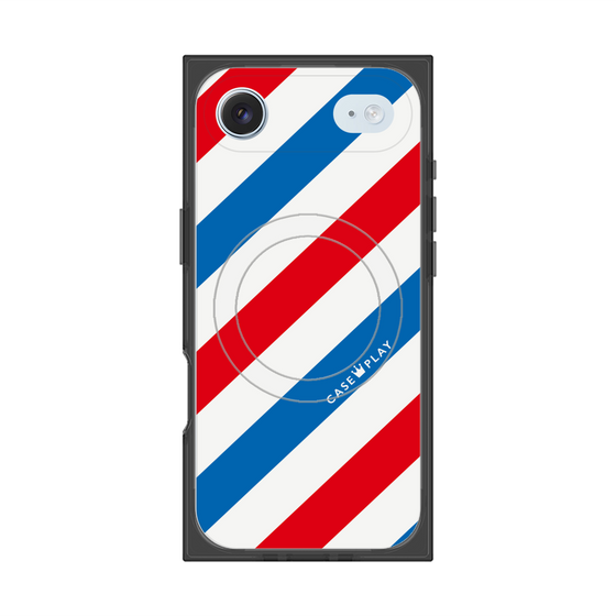 プレミアムスクエアケース with MagSafe［ Big Stripe - Red × Blue ］