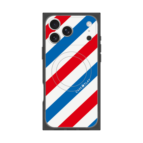 プレミアムスクエアケース with MagSafe［ Big Stripe - Red × Blue ］
