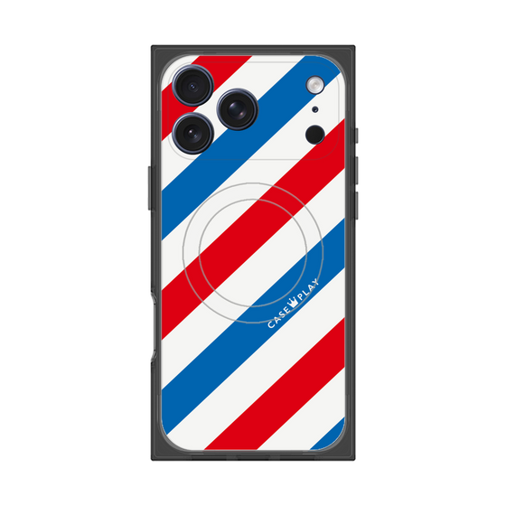 プレミアムスクエアケース with MagSafe［ Big Stripe - Red × Blue ］