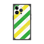 プレミアムスクエアケース with MagSafe［ Big Stripe - Green × Yellow ］