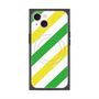 プレミアムスクエアケース with MagSafe［ Big Stripe - Green × Yellow ］