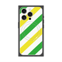 プレミアムスクエアケース with MagSafe［ Big Stripe - Green × Yellow ］