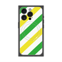 プレミアムスクエアケース with MagSafe［ Big Stripe - Green × Yellow ］