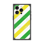 プレミアムスクエアケース with MagSafe［ Big Stripe - Green × Yellow ］