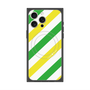 プレミアムスクエアケース with MagSafe［ Big Stripe - Green × Yellow ］