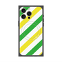 プレミアムスクエアケース with MagSafe［ Big Stripe - Green × Yellow ］