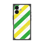 プレミアムスクエアケース with MagSafe［ Big Stripe - Green × Yellow ］