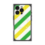プレミアムスクエアケース with MagSafe［ Big Stripe - Green × Yellow ］
