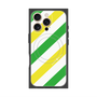 プレミアムスクエアケース with MagSafe［ Big Stripe - Green × Yellow ］