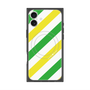 プレミアムスクエアケース with MagSafe［ Big Stripe - Green × Yellow ］