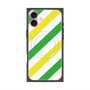 プレミアムスクエアケース with MagSafe［ Big Stripe - Green × Yellow ］