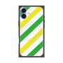プレミアムスクエアケース with MagSafe［ Big Stripe - Green × Yellow ］