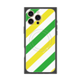 プレミアムスクエアケース with MagSafe［ Big Stripe - Green × Yellow ］