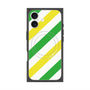プレミアムスクエアケース with MagSafe［ Big Stripe - Green × Yellow ］