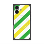 プレミアムスクエアケース with MagSafe［ Big Stripe - Green × Yellow ］