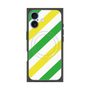 プレミアムスクエアケース with MagSafe［ Big Stripe - Green × Yellow ］