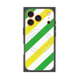 プレミアムスクエアケース with MagSafe［ Big Stripe - Green × Yellow ］
