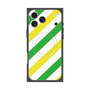 プレミアムスクエアケース with MagSafe［ Big Stripe - Green × Yellow ］