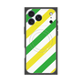 プレミアムスクエアケース with MagSafe［ Big Stripe - Green × Yellow ］