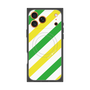 プレミアムスクエアケース with MagSafe［ Big Stripe - Green × Yellow ］