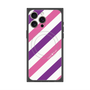 プレミアムスクエアケース with MagSafe［ Big Stripe - Purple × Pink ］