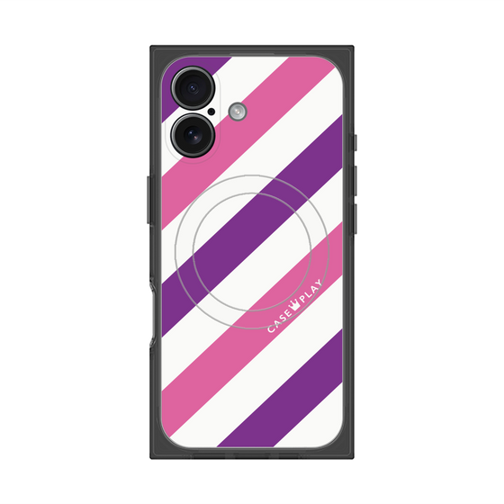 プレミアムスクエアケース with MagSafe［ Big Stripe - Purple × Pink ］