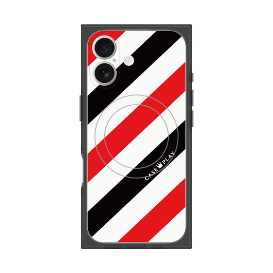 プレミアムスクエアケース with MagSafe［ Big Stripe - Red × Black ］