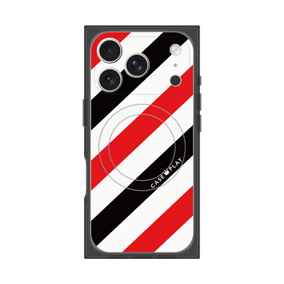 プレミアムスクエアケース with MagSafe［ Big Stripe - Red × Black ］