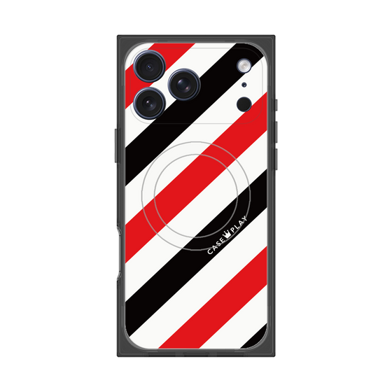 プレミアムスクエアケース with MagSafe［ Big Stripe - Red × Black ］