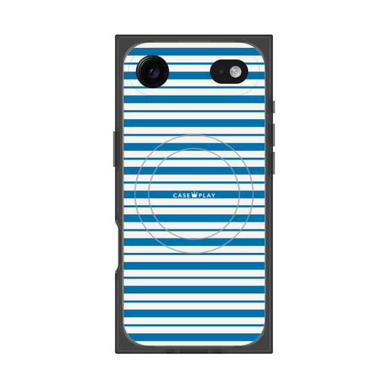 プレミアムスクエアケース with MagSafe［ Small Border - Blue ］