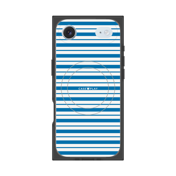 プレミアムスクエアケース with MagSafe［ Small Border - Blue ］
