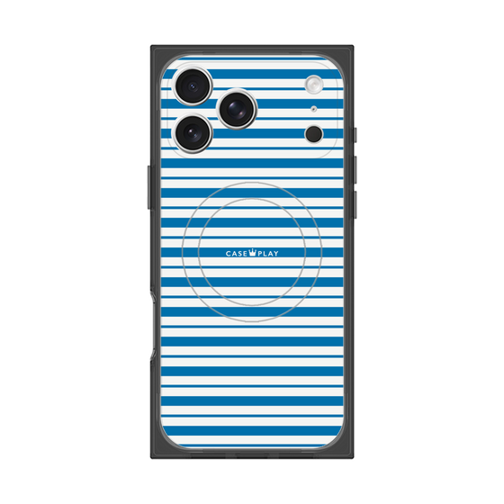 プレミアムスクエアケース with MagSafe［ Small Border - Blue ］