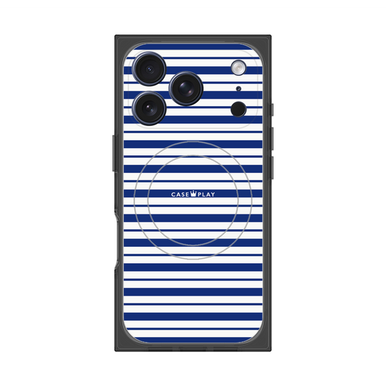 プレミアムスクエアケース with MagSafe［ Small Border - Navy ］
