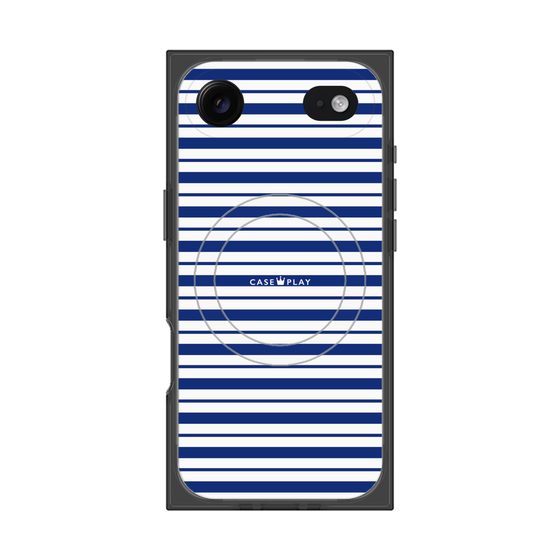 プレミアムスクエアケース with MagSafe［ Small Border - Navy ］