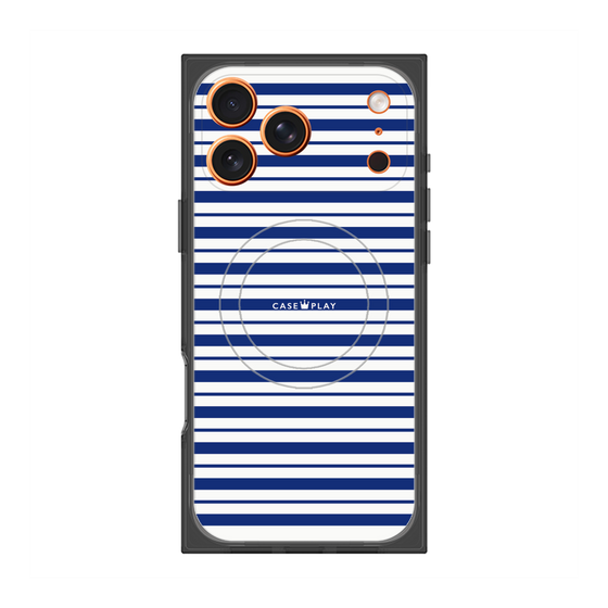 プレミアムスクエアケース with MagSafe［ Small Border - Navy ］