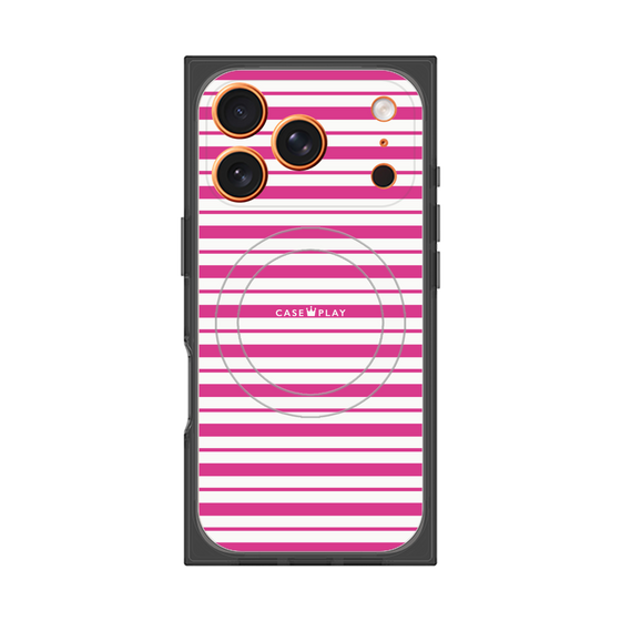 プレミアムスクエアケース with MagSafe［ Small Border - Pink ］