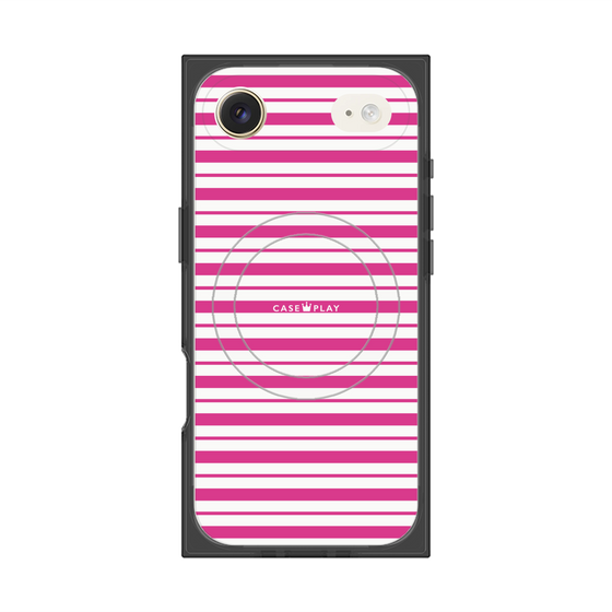プレミアムスクエアケース with MagSafe［ Small Border - Pink ］