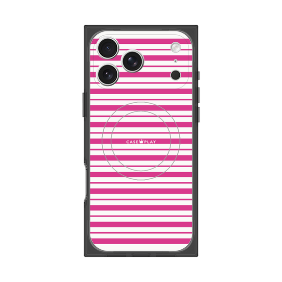 プレミアムスクエアケース with MagSafe［ Small Border - Pink ］