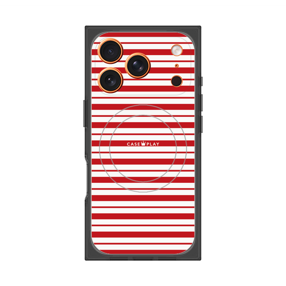 プレミアムスクエアケース with MagSafe［ Small Border - Red ］